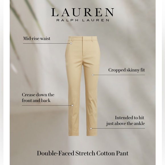 Lauren Ralph Lauren Double-Faced Stretch Cotton Pant, Regular & Petites - Picture 5 of 5